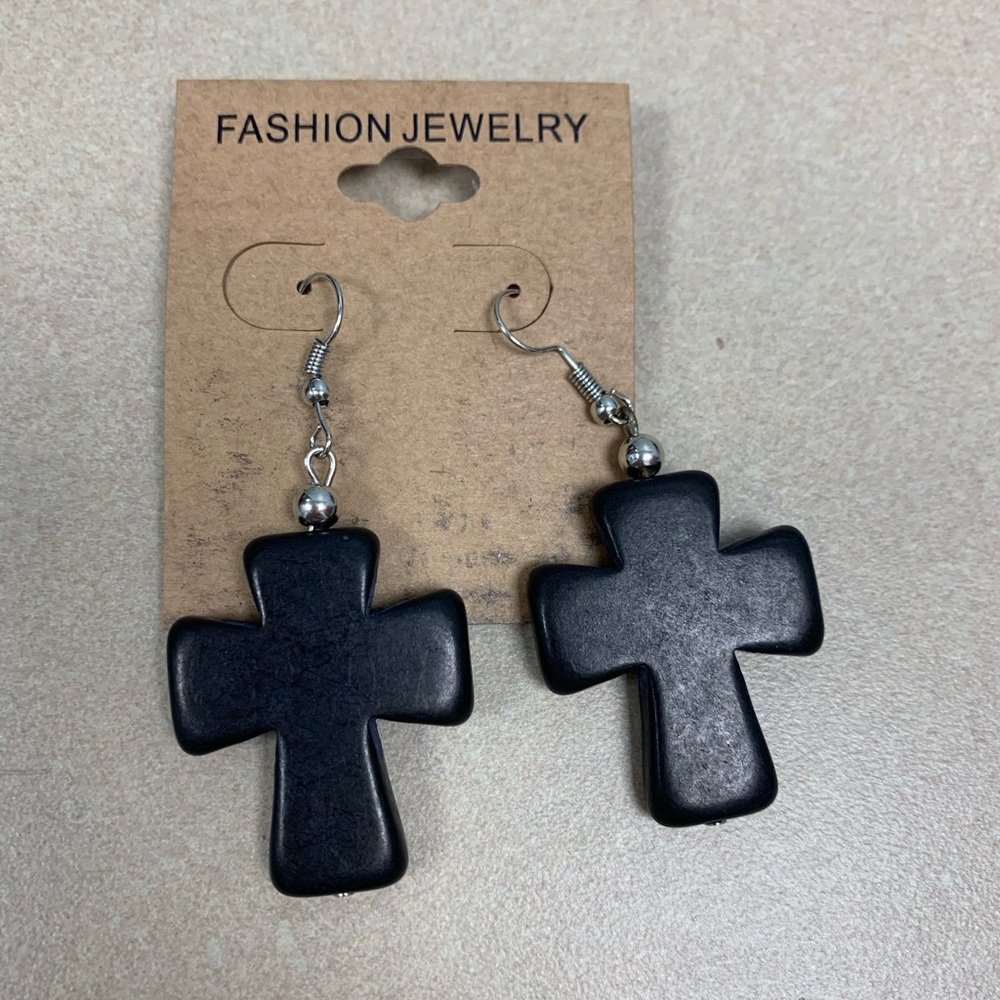 Beautiful precious stone cross earrings